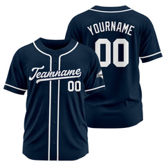 Benutzerdefinierte Authentisch Baseball-Trikot Marine-Weiß