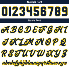 Benutzerdefinierte Verlauf Varsity-Jacke. Letterman-Jacke Marine Weiß Gelb