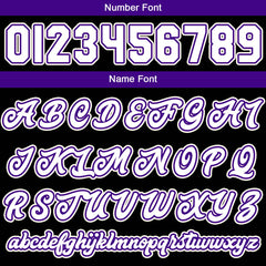 Maßgeschneiderte Schwarz Lila Letterman Varsity Jacket Individuelle Stickerei Druck nach Ihrem Wunsch