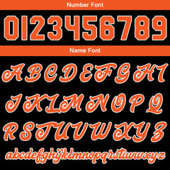 Benutzerdefinierte Verlauf Varsity-Jacke. Letterman-Jacke Schwarz Orange