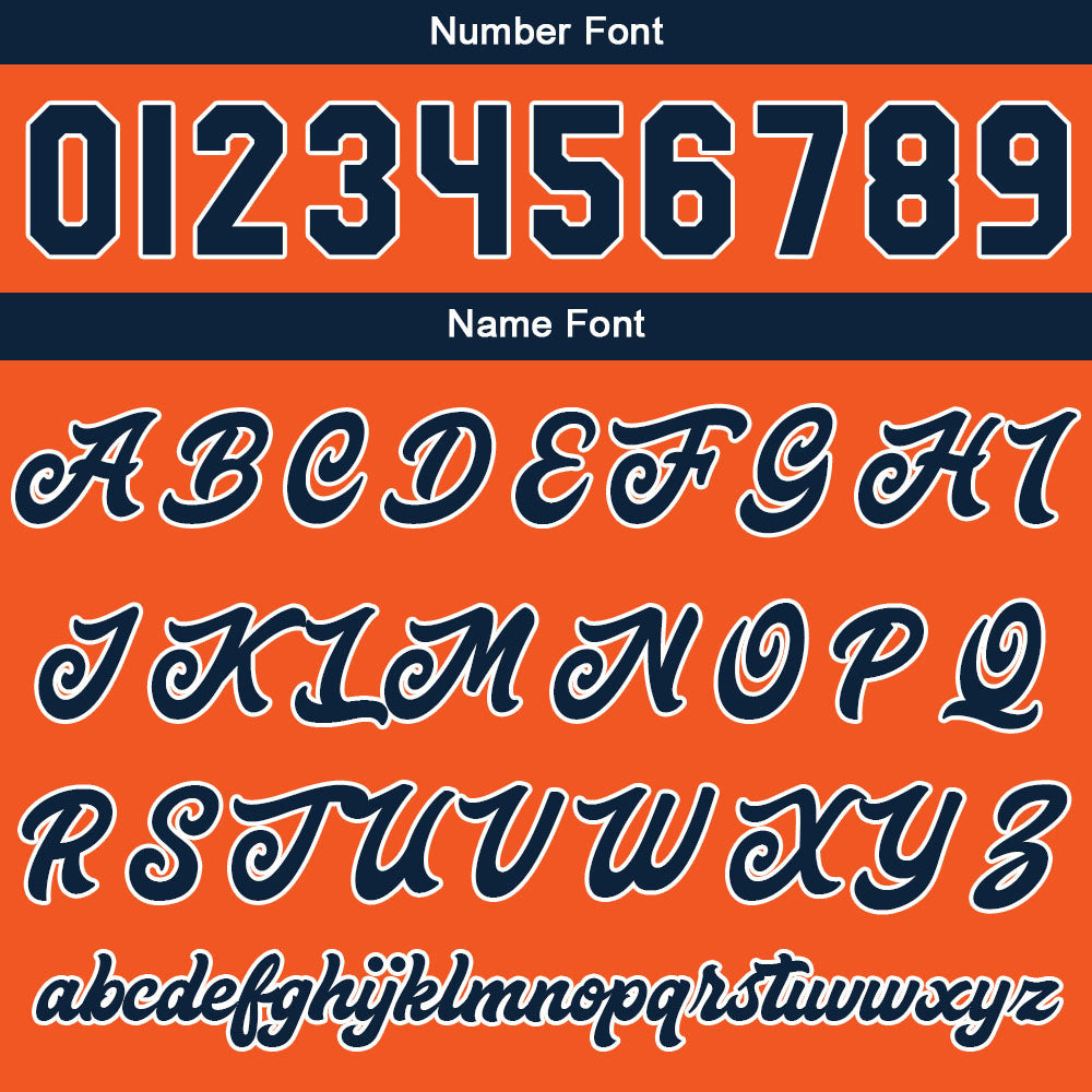 Benutzerdefinierte Verlauf Varsity-Jacke. Letterman-Jacke Marine Orange