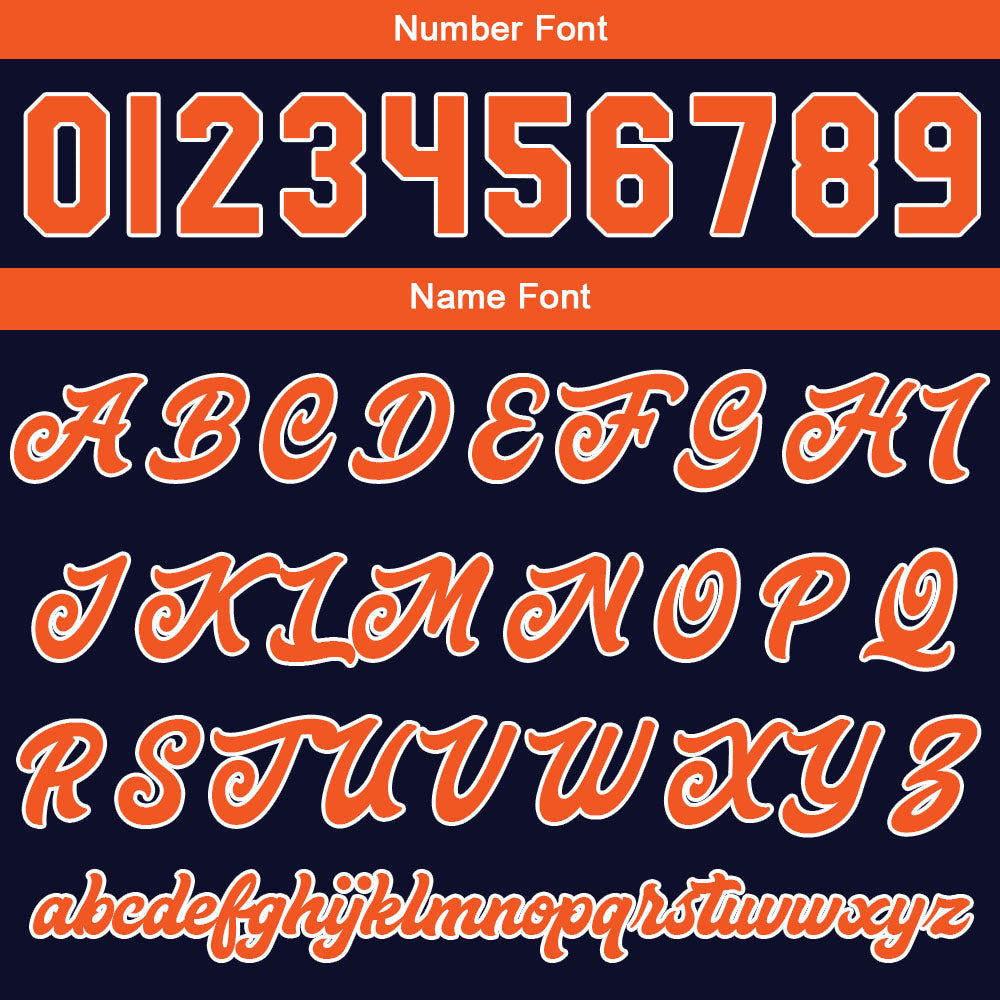 Benutzerdefinierte Verlauf Varsity-Jacke. Letterman-Jacke Marine Orange