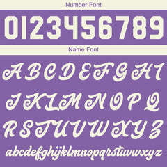 Maßgeschneiderte Lila Creme Weiß Letterman Varsity Jacket Individuelle Stickerei Druck nach Ihrem Wunsch