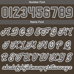 Maßgeschneiderte Braun Weiß Letterman Varsity Jacket Individuelle Stickerei Druck nach Ihrem Wunsch