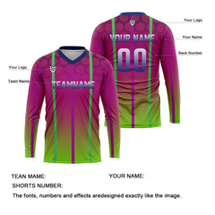 Kundenspezifisches Grün Lila Basketball Fußball Schießen langes T-Shirt für Erwachsene und Kinder