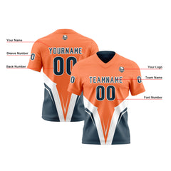 Benutzerdefinierte Lebendige Orange Marine Reversibel Fußball Trikot Personalisierte Gradient Fußball Shirts für Männer gedruckt Team Name Nummer Logo
