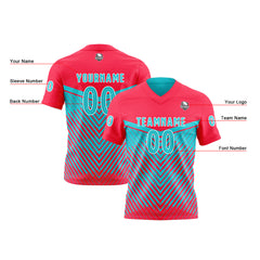 Benutzerdefinierte Heißrosa Türkis Reversibel Fußball Trikot Personalisierte Gradient Fußball Shirts für Männer gedruckt Team Name Nummer Logo