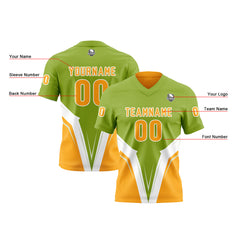 Benutzerdefinierte Grün Lebendig Orange Reversibel Fußball Trikot Personalisierte Gradient Fußball Shirts für Männer gedruckt Team Name Nummer Logo