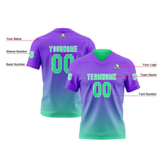 Benutzerdefinierte Lila Grün Reversibel Fußball Trikot Personalisierte Gradient Fußball Shirts für Männer gedruckt Team Name Nummer Logo