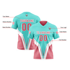 Benutzerdefinierte Rosa Cyan Reversibel Fußball Trikot Personalisierte Gradient Fußball Shirts für Männer gedruckt Team Name Nummer Logo