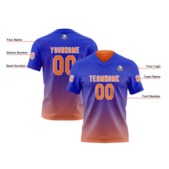 Benutzerdefinierte Königliche Blau lebendig Orange Reversibel Fußball Trikot Personalisierte Gradient Fußball Shirts für Männer gedruckt Team Name Nummer Logo