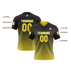 Benutzerdefinierte Schwarz Gelb Reversibel Fußball Trikot Personalisierte Gradient Fußball Shirts für Männer gedruckt Team Name Nummer Logo