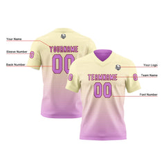 Benutzerdefinierte Creme Pastelllila Reversibel Fußball Trikot Personalisierte Gradient Fußball Shirts für Männer gedruckt Team Name Nummer Logo