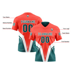 Benutzerdefinierte Hell Rot Teal Reversibel Fußball Trikot Personalisierte Gradient Fußball Shirts für Männer gedruckt Team Name Nummer Logo