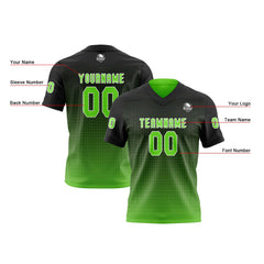 Benutzerdefinierte Schwarz Grün Reversibel Fußball Trikot Personalisierte Gradient Fußball Shirts für Männer gedruckt Team Name Nummer Logo