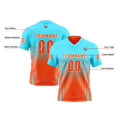 Benutzerdefinierte Orange Cyan Reversibel Fußball Trikot Personalisierte Gradient Fußball Shirts für Männer gedruckt Team Name Nummer Logo