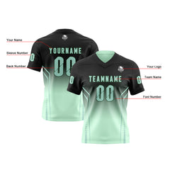 Benutzerdefinierte Schwarz Lichtgrün Reversibel Fußball Trikot Personalisierte Gradient Fußball Shirts für Männer gedruckt Team Name Nummer Logo