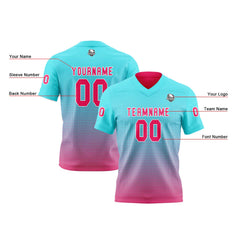 Benutzerdefinierte Rosa Blau Reversibel Fußball Trikot Personalisierte Gradient Fußball Shirts für Männer gedruckt Team Name Nummer Logo