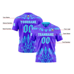 Benutzerdefinierte Dunkelviolett Blau Reversibel Fußball Trikot Personalisierte Gradient Fußball Shirts für Männer gedruckt Team Name Nummer Logo