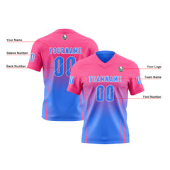 Benutzerdefinierte Rosa Blau Reversibel Fußball Trikot Personalisierte Gradient Fußball Shirts für Männer gedruckt Team Name Nummer Logo