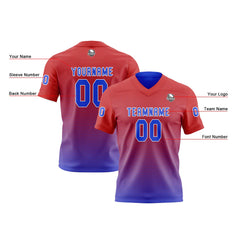 Benutzerdefinierte Rot Blau Reversibel Fußball Trikot Personalisierte Gradient Fußball Shirts für Männer gedruckt Team Name Nummer Logo
