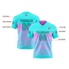 Benutzerdefinierte Cyan Lila Reversibel Fußball Trikot Personalisierte Gradient Fußball Shirts für Männer gedruckt Team Name Nummer Logo