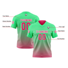 Benutzerdefinierte Neon grün heiß rosa Reversibel Fußball Trikot Personalisierte Gradient Fußball Shirts für Männer gedruckt Team Name Nummer Logo