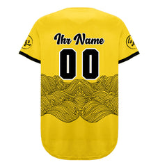 Benutzerdefiniert Gelb Schwarz Personalisierter Baseball Jersey mit Farbverlauf Team Uniform mit Namen und Nummer