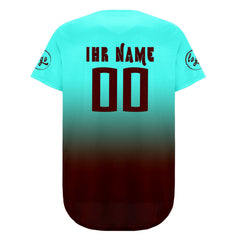 Benutzerdefiniert Cyan Braun Personalisierter Baseball Jersey mit Farbverlauf Team Uniform mit Namen und Nummer