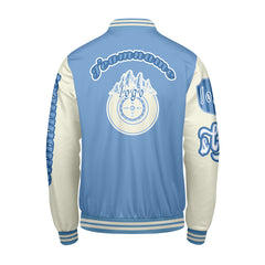 Maßgeschneiderte Blau Weiß Letterman Varsity Jacket Individuelle Stickerei Druck nach Ihrem Wunsch