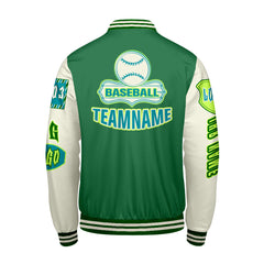 Maßgeschneiderte Grün Cyan Letterman Varsity Jacket Individuelle Stickerei Druck nach Ihrem Wunsch