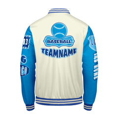 Maßgeschneiderte Rot Blau Letterman Varsity Jacket Individuelle Stickerei Druck nach Ihrem Wunsch