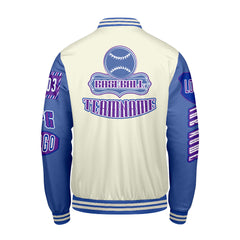 Maßgeschneiderte Rot Blau Lila Letterman Varsity Jacket Individuelle Stickerei Druck nach Ihrem Wunsch