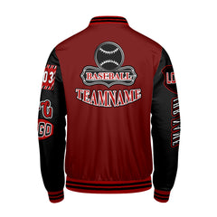 Maßgeschneiderte Rot Schwarz Letterman Varsity Jacket Individuelle Stickerei Druck nach Ihrem Wunsch