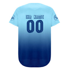 Benutzerdefiniert Hellblau Blau Personalisierter Baseball Jersey mit Farbverlauf Team Uniform mit Namen und Nummer
