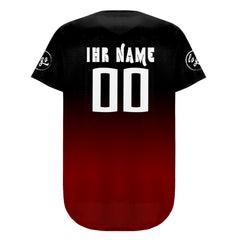 Benutzerdefiniert Schwarz Rot Personalisierter Baseball Jersey mit Farbverlauf Team Uniform mit Namen und Nummer
