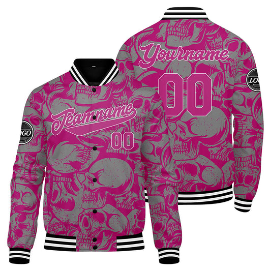 Benutzerdefinierte Rosa Grau Varsity-Jacke. Letterman-Jacke für Männer, Frauen und Jugendliche