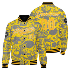 Benutzerdefinierte Gelb Grau Varsity-Jacke. Letterman-Jacke für Männer, Frauen und Jugendliche
