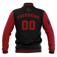 Benutzerdefiniert Schwarz Rot Wasserdichte Varsity Jacken Personalisiert genäht Name Nummer Logo zu Letterman Jacken