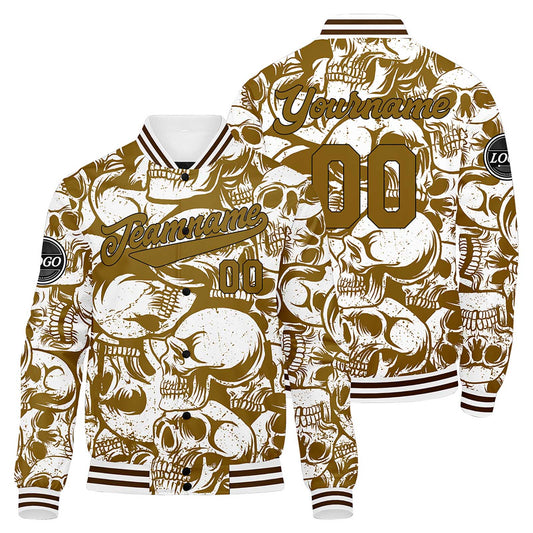 Benutzerdefinierte  Braun Varsity-Jacke. Letterman-Jacke für Männer, Frauen und Jugendliche