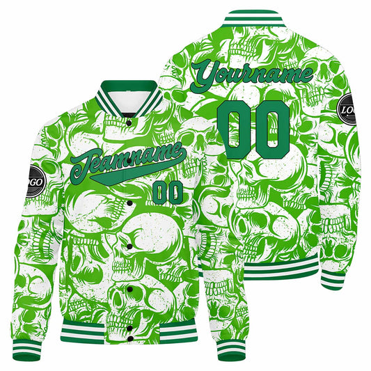 Benutzerdefinierte Grün Varsity-Jacke. Letterman-Jacke für Männer, Frauen und Jugendliche