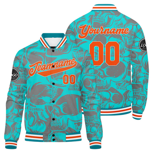 Benutzerdefinierte Blau Grau Varsity-Jacke. Letterman-Jacke für Männer, Frauen und Jugendliche