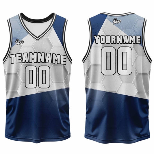 Benutzerdefinierter Marine Grau Basketball Jersey Uniform Anzug gedruckt Ihr Logo Name Nummer