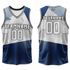 Benutzerdefinierter Marine Grau Basketball Jersey Uniform Anzug gedruckt Ihr Logo Name Nummer
