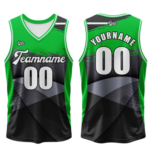 Benutzerdefinierter Schwarz Grün Basketball Jersey Uniform Anzug gedruckt Ihr Logo Name Nummer