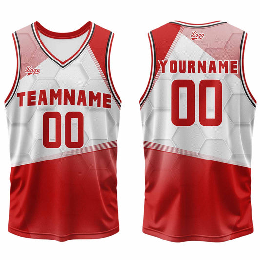 Benutzerdefinierter Rot Weiß Basketball Jersey Uniform Anzug gedruckt Ihr Logo Name Nummer