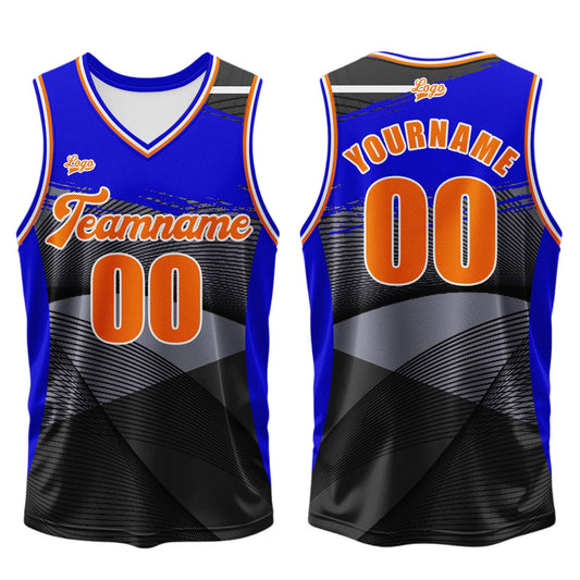 Benutzerdefinierter Schwarz Blau Basketball Jersey Uniform Anzug gedruckt Ihr Logo Name Nummer