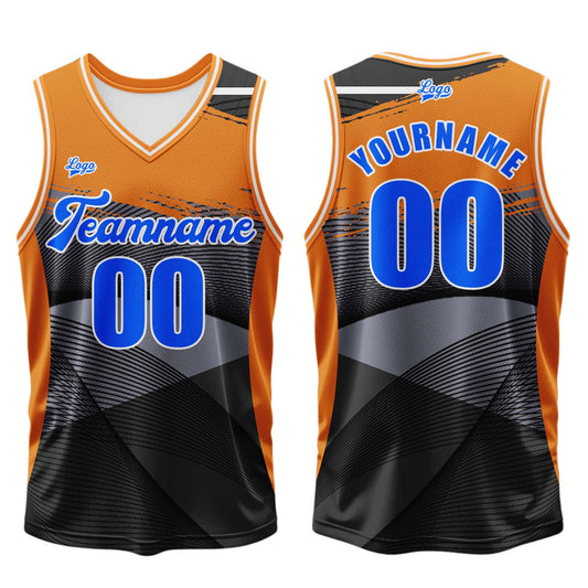 Benutzerdefinierter Schwarz Orange Basketball Jersey Uniform Anzug gedruckt Ihr Logo Name Nummer
