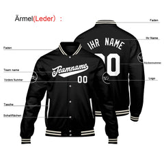 Maßgeschneiderte schwarz Letterman Varsity Jacket Individuelle Stickerei Druck nach Ihrem Wunsch