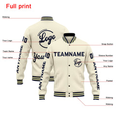 Benutzerdefinierte Varsity-Jacke. Letterman-Jacke für Männer, Frauen und Jugendliche Creme Marine